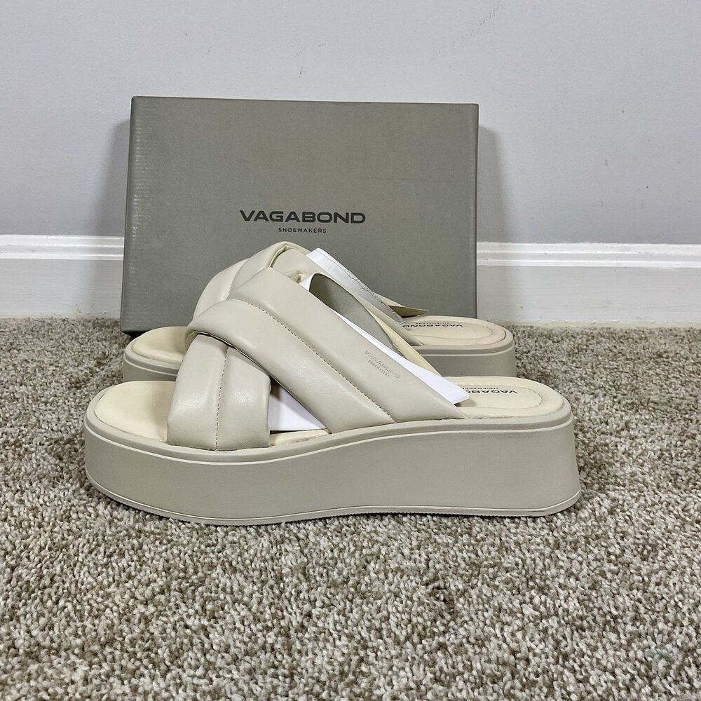 Vagabond Shoemakers Courtney Platform Slide Sandals Off-White Cream Sz 10US 40EU
